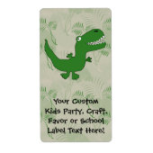 T-Rex Tyrannosaurus Rex Dinosaur Cartoon Kinder jo Etiket (Voorkant)