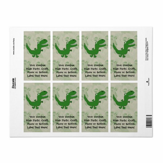 T-Rex Tyrannosaurus Rex Dinosaur Cartoon Kinder jo Etiket (Full Sheet)