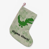 T-Rex Tyrannosaurus Rex Dinosaur Cartoon Kinder jo Kleine Kerstsok (Voorkant (Hangend))