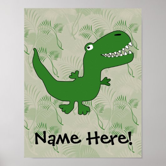 T-Rex Tyrannosaurus Rex Dinosaur Cartoon Kinder jo Poster (Voorkant)