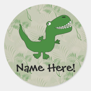 T-Rex Tyrannosaurus Rex Dinosaur Cartoon Kinder jo Ronde Sticker