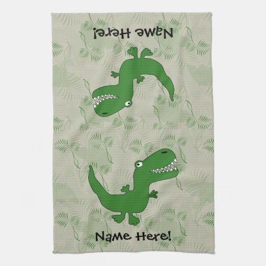 T-Rex Tyrannosaurus Rex Dinosaur Cartoon Kinder jo Theedoek (Verticaal)