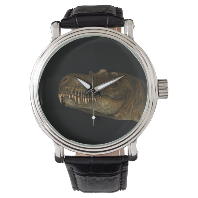 T-Rex Tyrannosaurus Rex Dinosaur Head Dino Face Horloge (Voorkant)