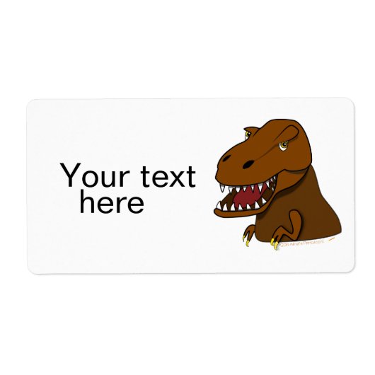 T-Rex Tyrannosaurus Rex Scary Cartoon Dinosaur Etiket (Voorkant)