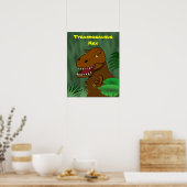 T-Rex Tyrannosaurus Rex Scary Cartoon Dinosaur Poster (Keuken)