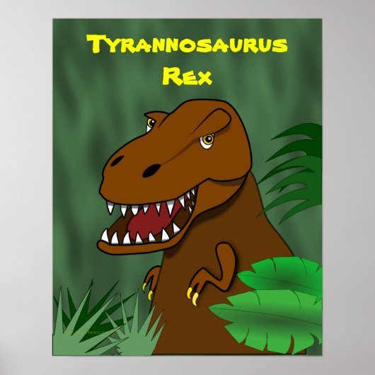T-Rex Tyrannosaurus Rex Scary Cartoon Dinosaur Poster (Voorkant)