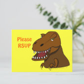 T-Rex Tyrannosaurus Rex Scary Cartoon Dinosaur RSVP Kaartje (Staand voorkant)