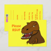 T-Rex Tyrannosaurus Rex Scary Cartoon Dinosaur RSVP Kaartje (Voorkant / Achterkant)