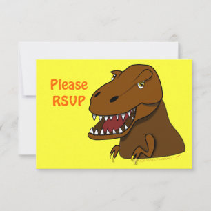T-Rex Tyrannosaurus Rex Scary Cartoon Dinosaur RSVP Kaartje