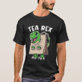 T-Rex Tyrannosaurus Rex Theedrinker Dino met Thee T-shirt (Voorkant)