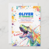 T-Rex Tyronasaurus Dinosaurus Kleurrijke Verjaarda Kaart (Voorkant)