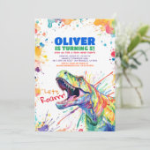 T-Rex Tyronasaurus Dinosaurus Kleurrijke Verjaarda Kaart (Staand voorkant)