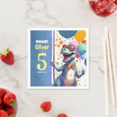 T-Rex Tyronasaurus Dinosaurus Kleurrijke Verjaarda Servet (Insitu)