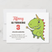 T-Rex Unicorn Fairy Kinder Dinosaur Birthday Kaart (Voorkant)