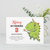 T-Rex Unicorn Fairy Kinder Dinosaur Birthday Kaart (Staand voorkant)