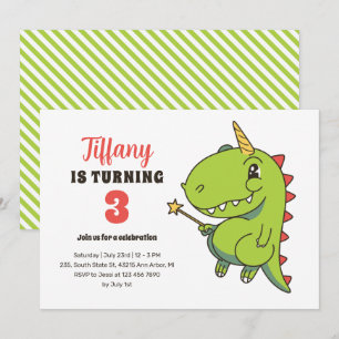 T-Rex Unicorn Fairy Kinder Dinosaur Birthday Kaart