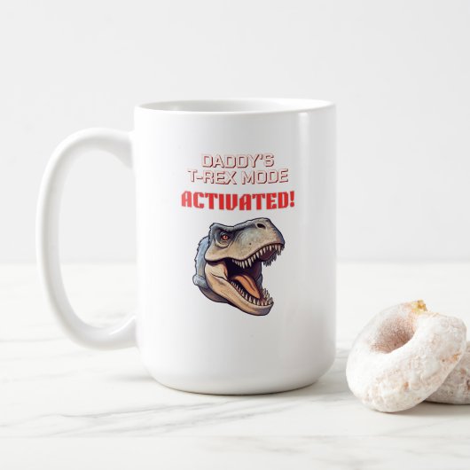T-Rex Vader Modus Geactiveerd dinosaurus meme Koffiemok (Met donut)