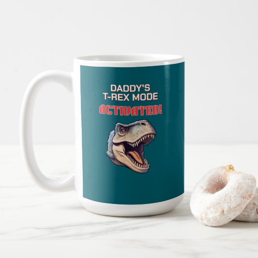 T-Rex Vader Modus Geactiveerd dinosaurus meme Koffiemok (Met donut)