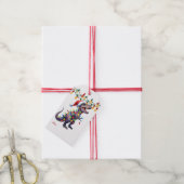 T-Rex Vakantie Lichten Kinder Kerst Cadeaulabel (Met Touw)