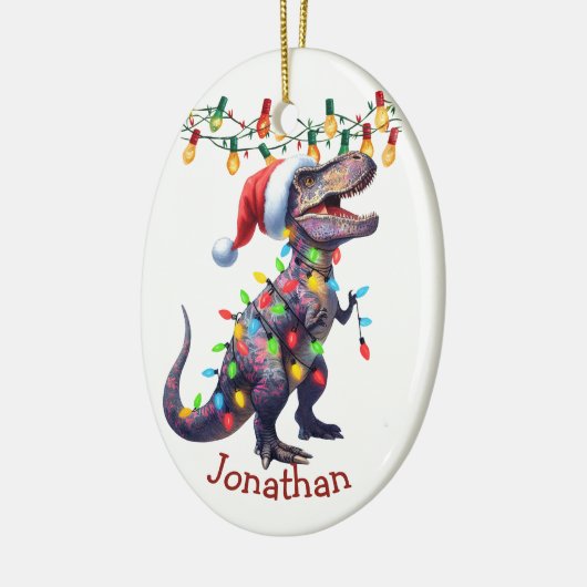 T-Rex Vakantie Lichten Kinder Kerst Keramisch Ornament (Links)