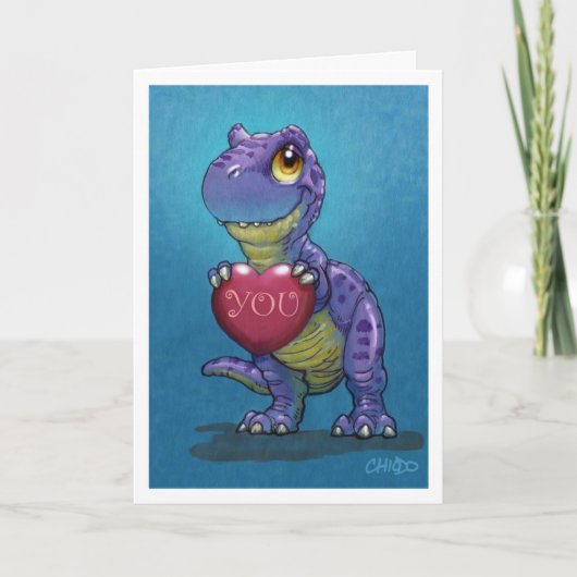 T-Rex Valentijn Feestdagen Kaart (Voorkant)
