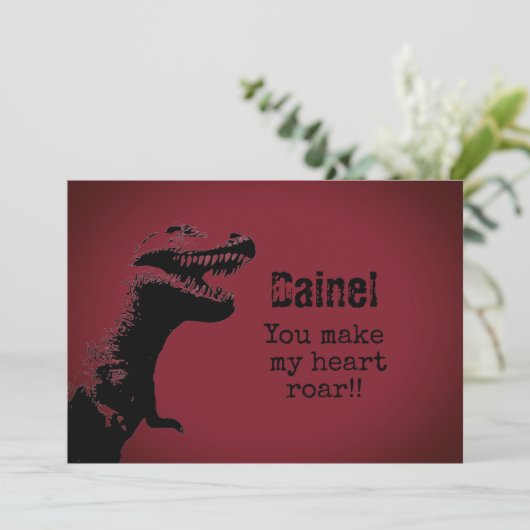 T-Rex Valentine Card Kaart (Staand voorkant)