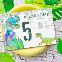 T-Rex Velociraptor Dinosaur 5e Verjaardagsfeestje