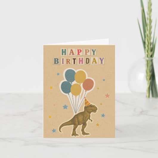 T-Rex Verjaardag Kaart - Dinosaur Party (Voorkant)