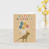 T-Rex Verjaardag Kaart - Dinosaur Party (Gele Bloem)