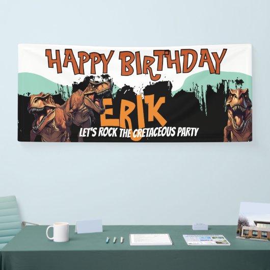 T-Rex Verjaardagsbanner Krijtperiode Feestbord Spandoek (Beurs)