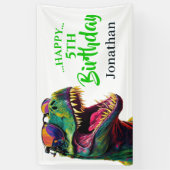 T-Rex verjaardagsfeestje Spandoek (Verticaal)