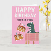 T-Rex verjaardagskaart met grappig bericht Kaart (Gele Bloem)