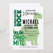 T-Rex verjaardagsuitnodigingen - Dino Party Elegan Kaart (Voorkant / Achterkant)