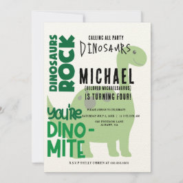 T-Rex verjaardagsuitnodigingen - Dino Party Elegan Kaart