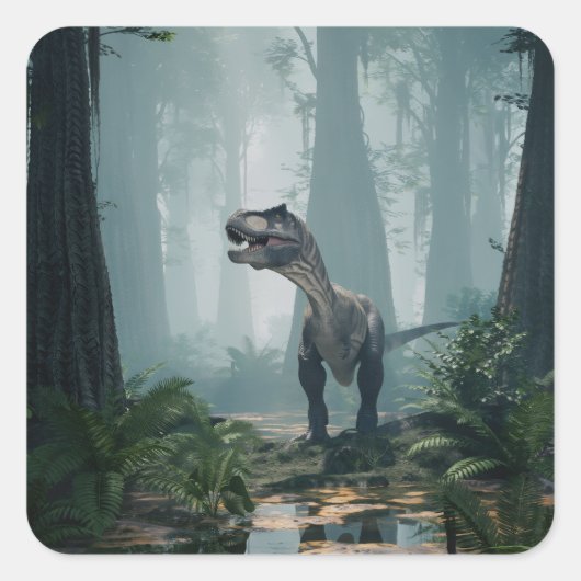T-Rex Vierkante Sticker (Voorkant)