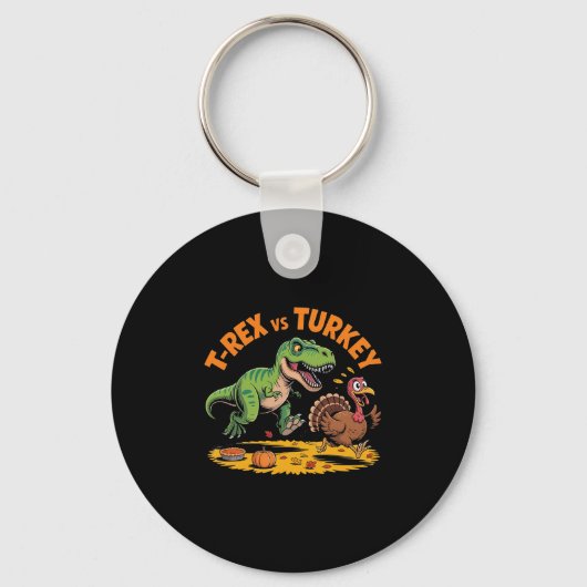T-rex Vs kalkoen grappig Thanksgiving dinosaurus o Sleutelhanger (Voorkant)