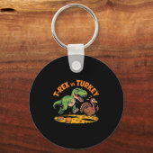 T-rex Vs kalkoen grappig Thanksgiving dinosaurus o Sleutelhanger (Voorkant)