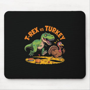 T-Rex Vs Kalkoen Grappig Thanksgiving Dinosauruson Muismat