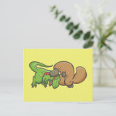 T-rex vs Platypus Briefkaart (Staand voorkant)