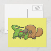 T-rex vs Platypus Briefkaart (Voorkant / Achterkant)