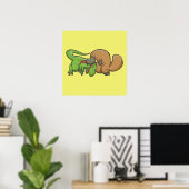 T-rex vs Platypus Poster (Thuiskantoor)