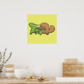 T-rex vs Platypus Poster (Keuken)