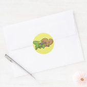 T-rex vs Platypus Ronde Sticker (Envelop)