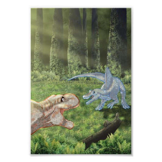 T-rex vs Spinosaurus Foto Afdruk (Voorkant)