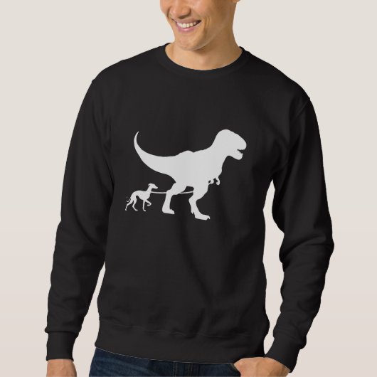 T-Rex Walking a Dog Grappig Italiaans Greyhound Pa Trui (Voorkant)