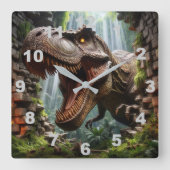 T-Rex Wall Clock Vierkante Klok (Voorkant)