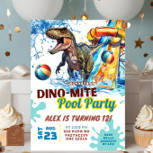 T-Rex Waterslide Pool Party Verjaardag Uitnodiging