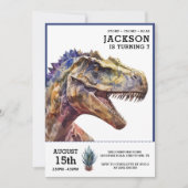 T-Rex Waterverf Dinosaur Kids Verjaardagsfeest Kaart (Voorkant)