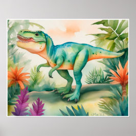 T-Rex Waterverf Kwekerij Art Poster