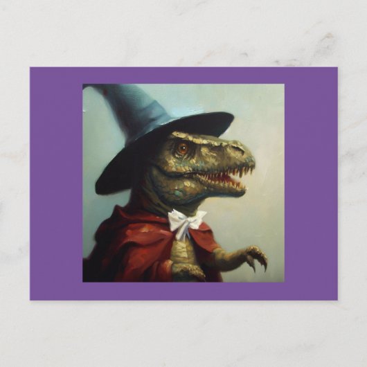 T Rex Wizard Briefkaart (Voorkant)